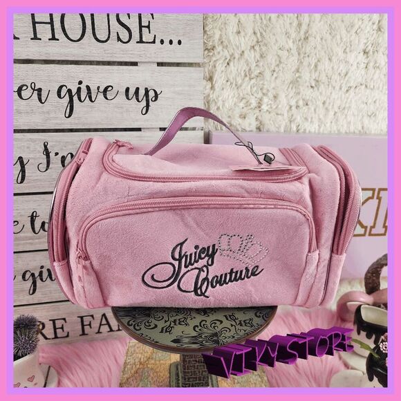 💕 NWT Juicy Couture Pink Velvet Train Case Rhinestones #7189 💕 - Picture 1 of 5